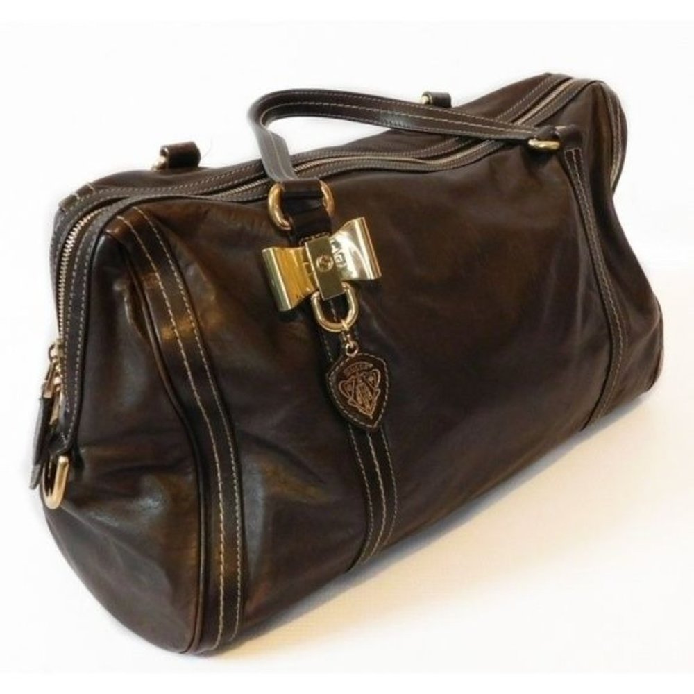 Gucci Large Duchessa Boston Bag Dark Brown Leather Gold Handbag Purse Authentic - Picture 2 of 8